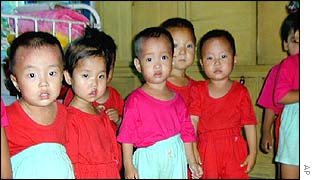 Children in a North Korean orphanage
