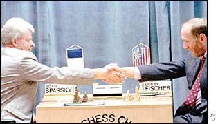 Boris Spassky and Bobby Fischer (right)