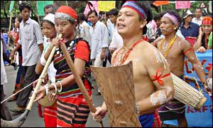 Indigenous protesters at Dhaka rally