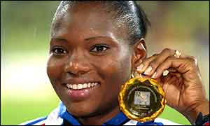 French sprinter Muriel Hurtis