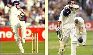 Michael Vaughan almost gets a double century but is caught out shortly before England accept bad light with India just 16 ahead and nine overs remaining