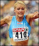 Heli Koivula puts in another big leap in the triple jump