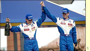 Marcus Gronholm celebrates his win