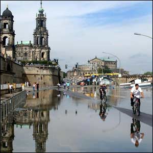 Dresden, after heavy rain and flooding from the river Elbe