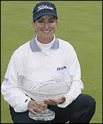 Karrie Webb poses with her British Open trophy