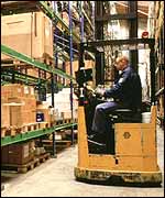 Stock being move in a warehouse