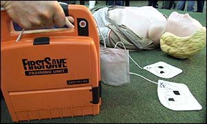 Defibrillators are now kept in public places such as shopping centres