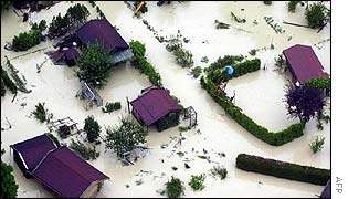 Flood waters in Traunstein, Germany