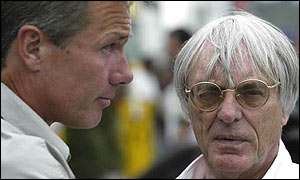 Craig Pollock (left) with F1 boss Bernie Ecclestone
