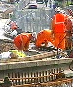 Tram line being built