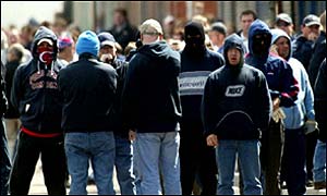 Loyalists on a previous protest in east Belfast 