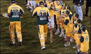 Australia's Adam Gilchrist and Matthew Hayden