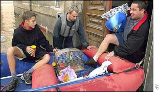 Man being evacuated from Prague house