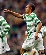 Larsson celebrates his equaliser