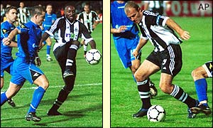 Lomana Lua Lua and Alan Shearer unsettle the Zeljeznicar defence