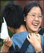 Student Wing Shan Lee celebrates her results