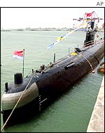 A submarine moored in Qingdao