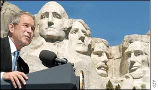 George W Bush at Mount Rushmore