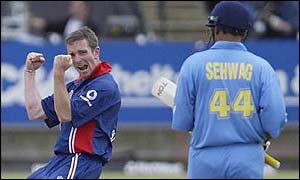 James Kirtley dismissing Virender Sehwag in July