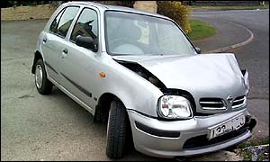 Wreckage of car involved in an accident 