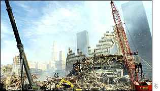 The ruins of the World Trade Center 