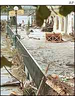 A street in Prague, covered in mud as floodwaters recede
