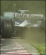 Juan Pablo Montoya runs wide in his Williams