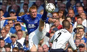Mark Pembridge opened the scoring for Everton just before half-time