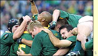 South African celebrations after the final whistle in Johannesburg