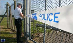 Police seals off an area at RAF Lakenheath