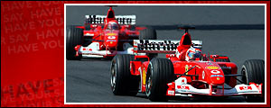 Barrichello heads home Michael Schumacher for a Ferrari one-two