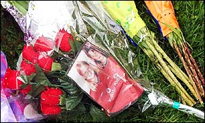 Flowers left outside St Andrews Church, Soham