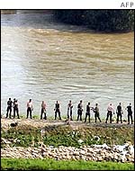 Volunteers shoring up defences in the town of Bitterfeld