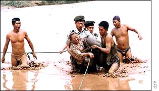 Old woman rescued from China floods
