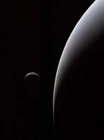 Neptune and its moon Triton from Voyager