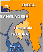 Map showing Bangladesh and Tripura