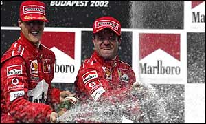 Michael Schumacher (left) with team-mate Rubens Barrichello