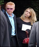 Chris Evans and Billie Piper at James Ward's funeral