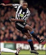 Newcastle striker Lomano LuaLua scored twice in his opening Premiership gam of the season