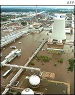 Spolana plant under water