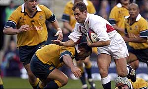 Kyran Bracken helps England to victory over Australia in November 2001