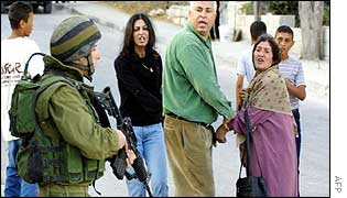 Saadat's relatives argue with Israeli soldier on Tuesday