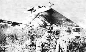 Wreckage of the Mi-26 helicopter