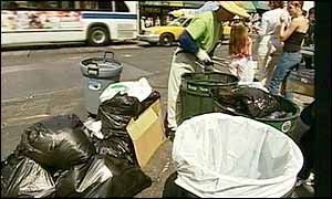 Rubbish on the pavement in New York