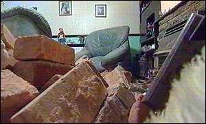 The Warrens' house after a car crashed into it