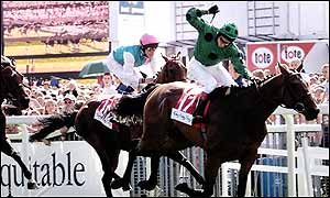 Hugs Dancer closes in on the finish line