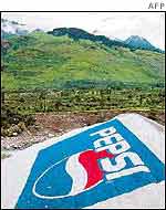 Pepsi logo on the Himachal Pradesh mountains