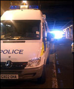Police occupy the south terminal tunnel road at Gatwick Airport