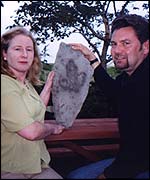 Cathie and Paul Booth with a footprint