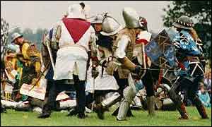 A modern reenactment of the Battle of Bosworth